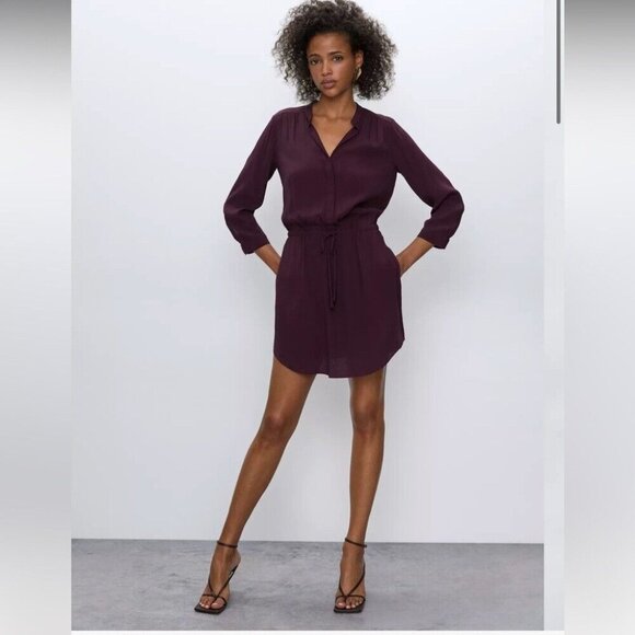 Aritzia Babaton Burgundy Silk Bennet Dress - Picture 1 of 4